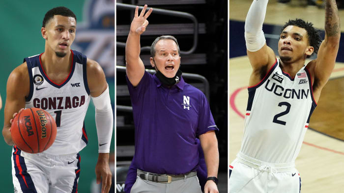 Jalen Suggs, Chris Collins and James Bouknight